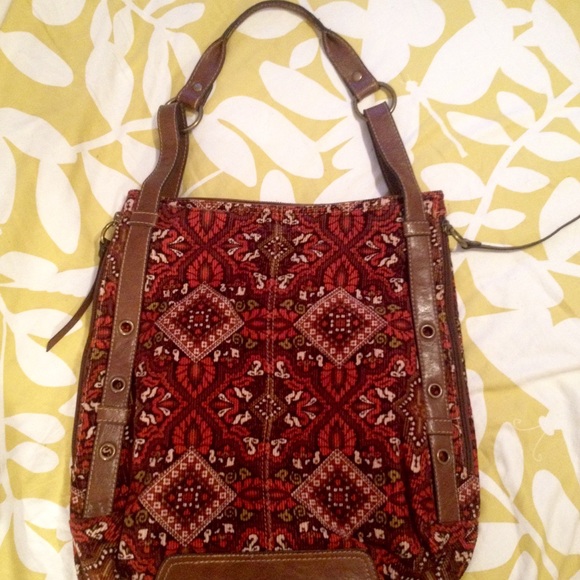 Liz Claiborne Handbags - LIZ CLAIBORNE Corduroy & Leather Shoulder Bag